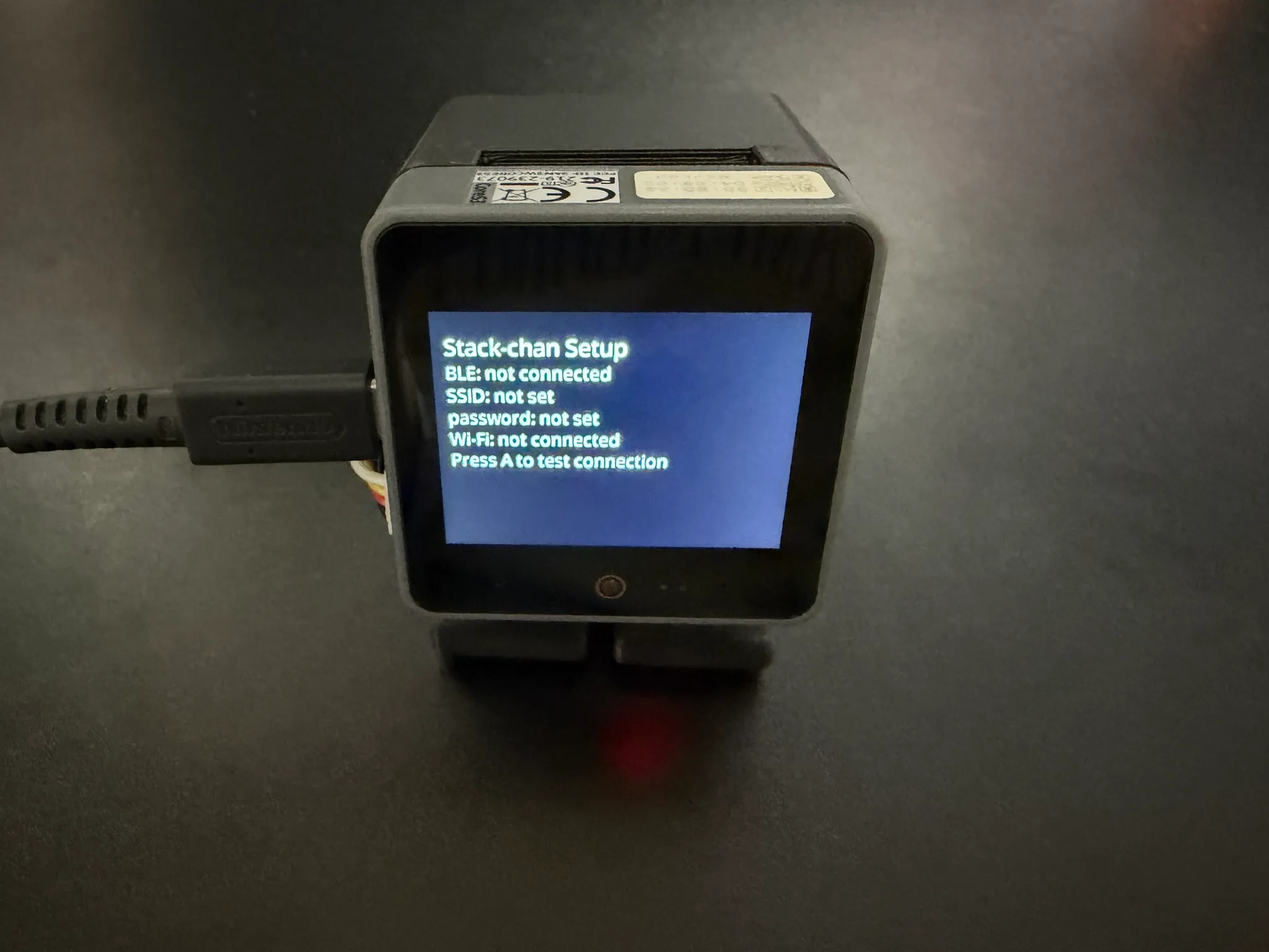 M5Stack CoreS3 Liteに表示されたStack-chan Setup画面